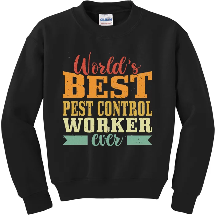 Retro Motif Worlds Best Pest Control Worker Kids Sweatshirt