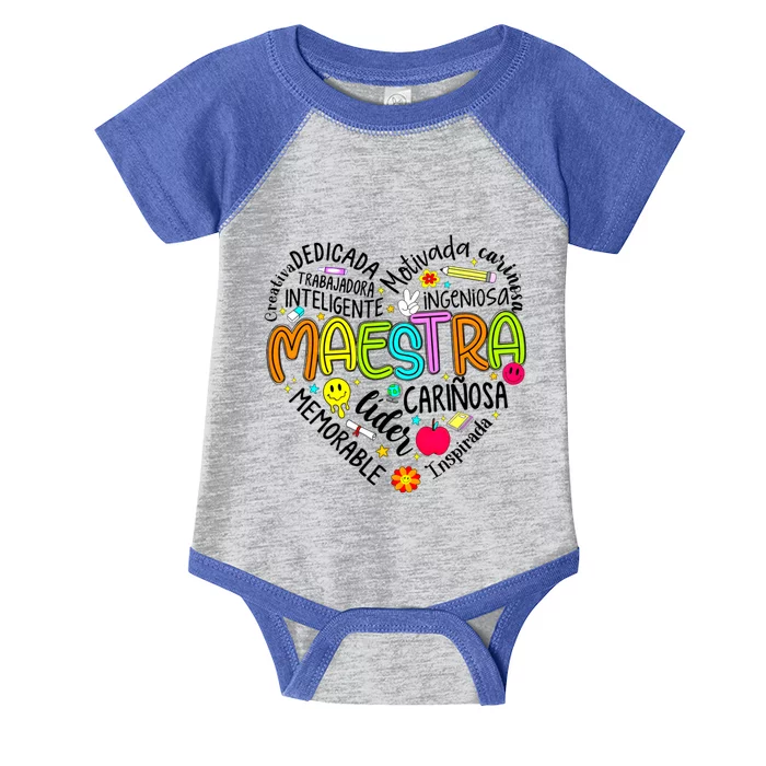 Retro Maestra Word Teacher Heart Infant Baby Jersey Bodysuit