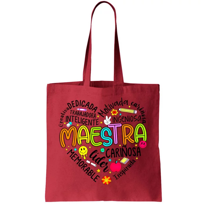 Retro Maestra Word Teacher Heart Tote Bag