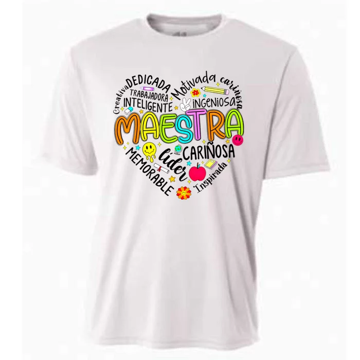 Retro Maestra Word Teacher Heart Cooling Performance Crew T-Shirt