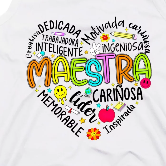 Retro Maestra Word Teacher Heart Tank Top