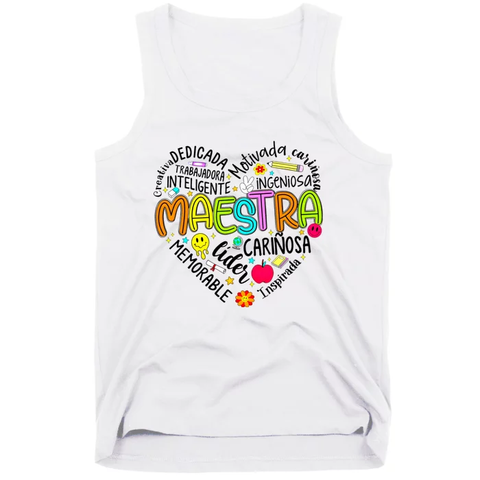 Retro Maestra Word Teacher Heart Tank Top