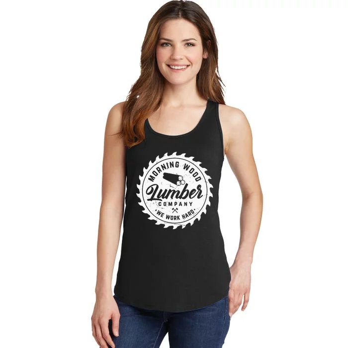 Retro Morning Wood Lumber Company Camping Woodman Ladies Essential Tank