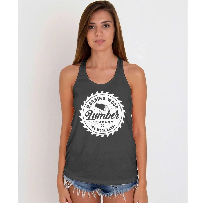 Retro Morning Wood Lumber Company Camping Woodman Women's Knotted Racerback Tank