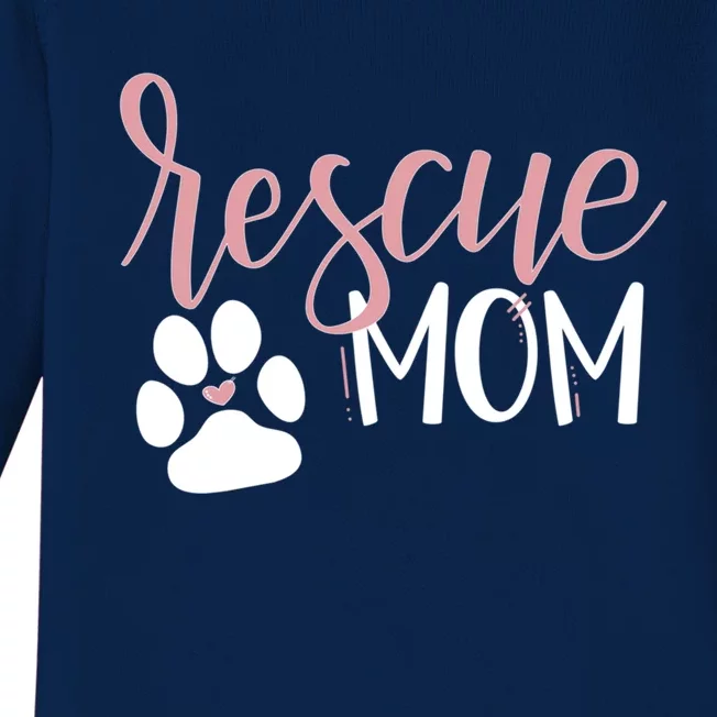 Rescue Mom With Dog Paw And Heart Cool Gift Baby Long Sleeve Bodysuit