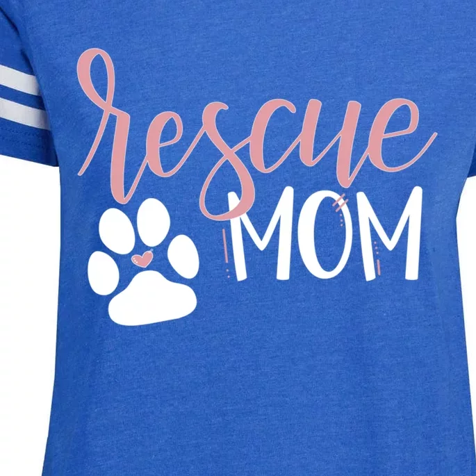 Rescue Mom With Dog Paw And Heart Cool Gift Enza Ladies Jersey Football T-Shirt