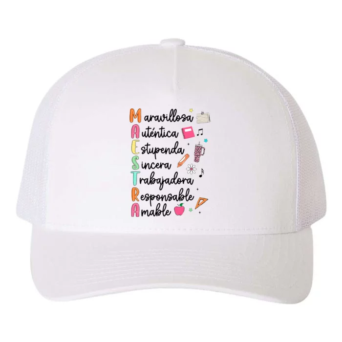 Retro Maestra Word Teach Love Inspire Spanish Teacher Yupoong Adult 5-Panel Trucker Hat