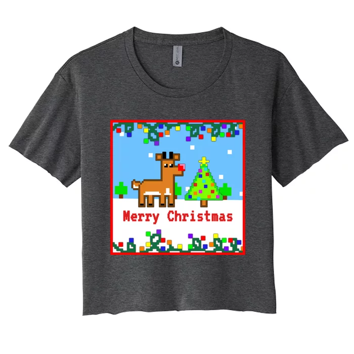 Rudolph Merry Xmas Women's Crop Top Tee