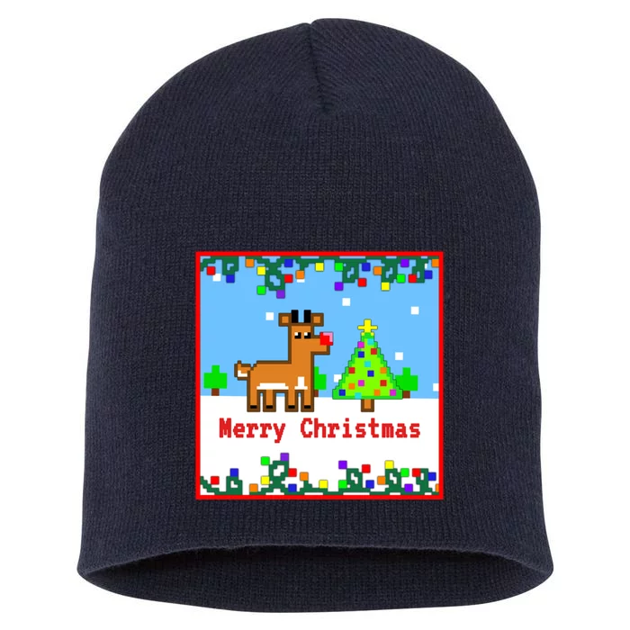 Rudolph Merry Xmas Short Acrylic Beanie