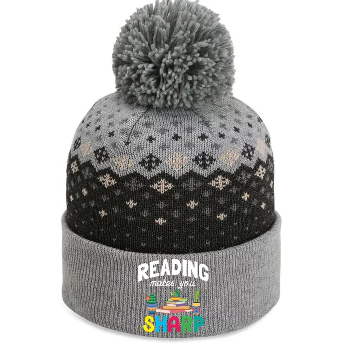 Reading Makes You Sharp Bookish Book Reader Read A Book Day Cute Gift The Baniff Cuffed Pom Beanie