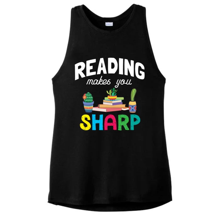 Reading Makes You Sharp Bookish Book Reader Read A Book Day Cute Gift Ladies Tri-Blend Wicking Tank