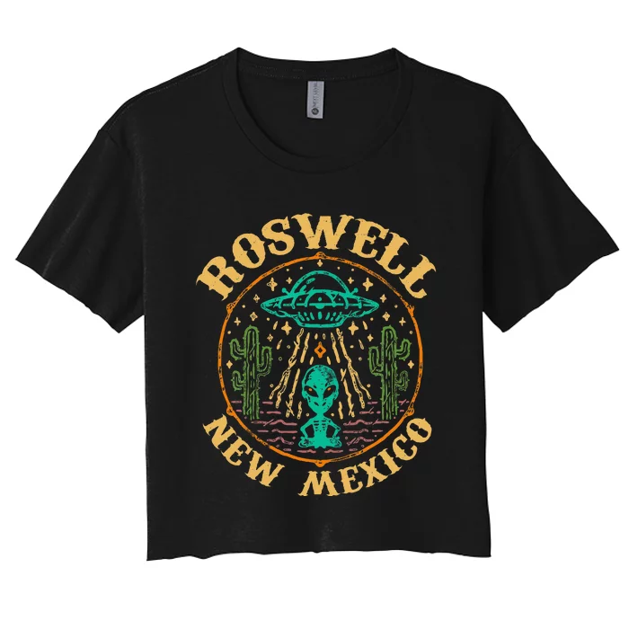 Roswell NM 1947 Funny Roswell Aviation Gifts New Mexico 51 Women's Crop Top Tee