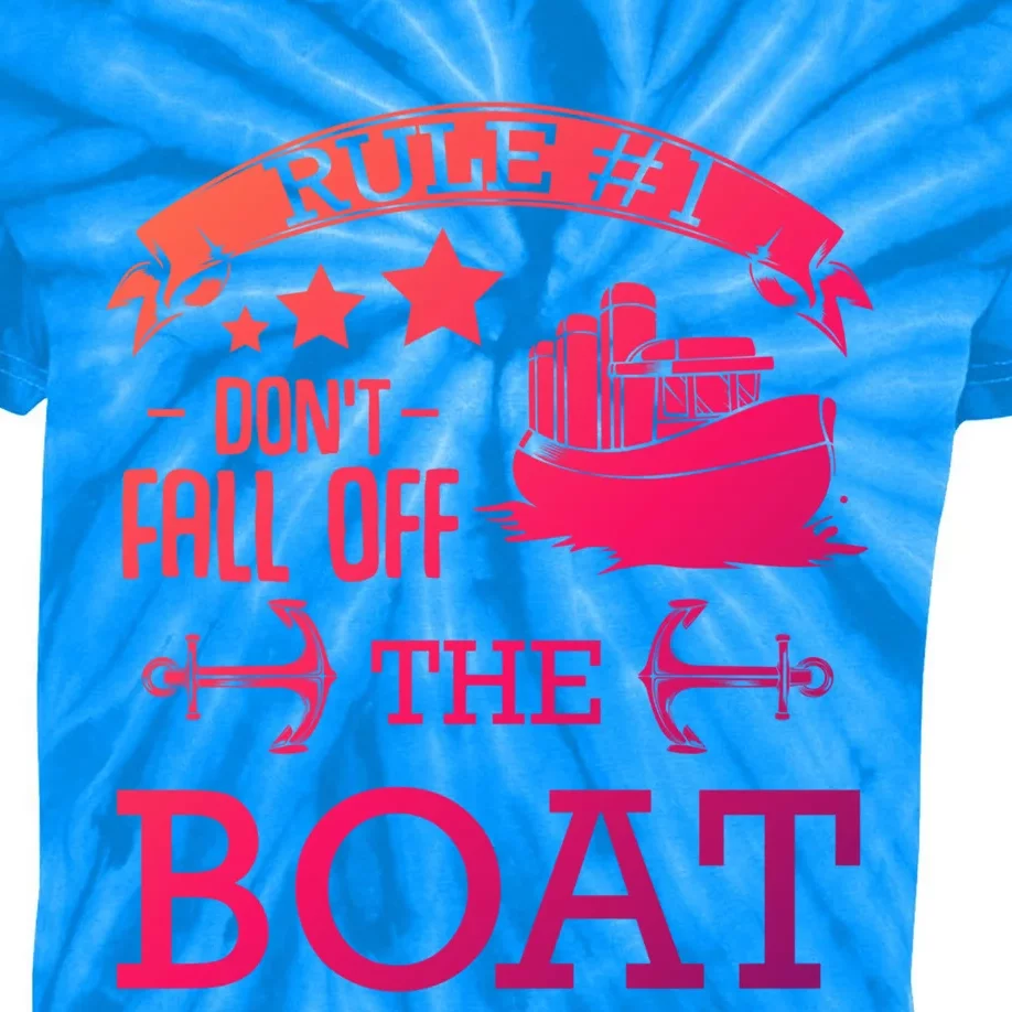 Rule Number 1 Dont Fall Off The Boat Captain Seamaster Funny Gift Kids Tie-Dye T-Shirt