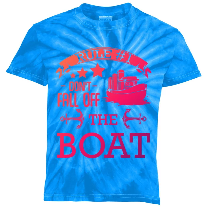 Rule Number 1 Dont Fall Off The Boat Captain Seamaster Funny Gift Kids Tie-Dye T-Shirt