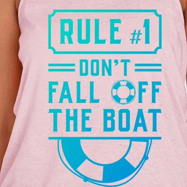 Rule Number 1 Dont Fall Off The Boat Cruise Ship Gift Women's Knotted Racerback Tank