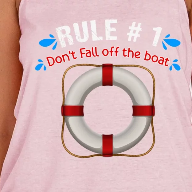 Rule Number 1 Dont Fall Off The Boat Cruise Ship Travelers Gift Women's Knotted Racerback Tank