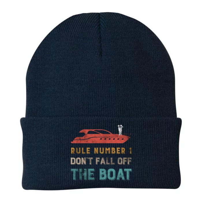 Rule Number 1 Dont Fall Off The Boat Cruising Boating Funny Gift Knit Cap Winter Beanie