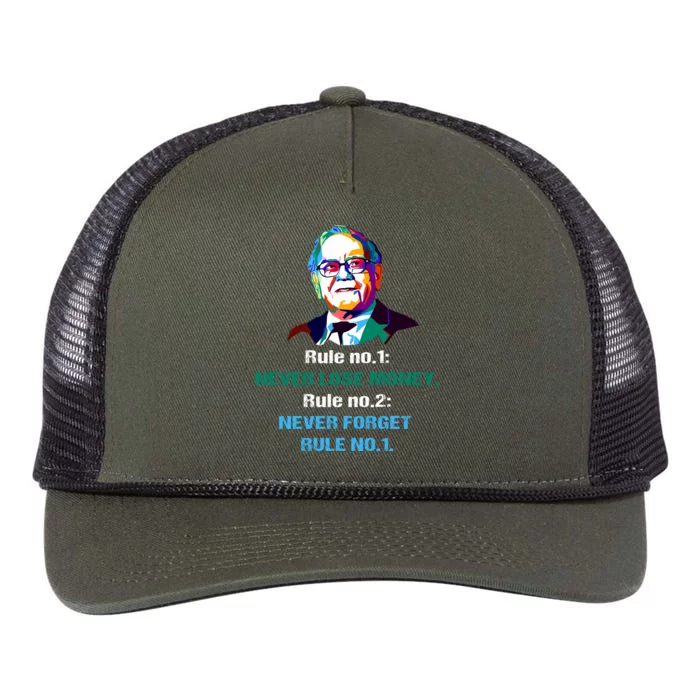 Rule Number 1, Never Lose Money Warren Buffett Quotes Retro Rope Trucker Hat Cap