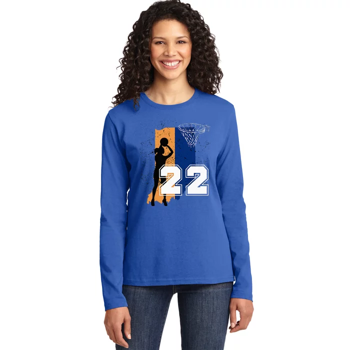 Retro No 22 Woman Basketball Grunge Jersey Ladies Long Sleeve Shirt