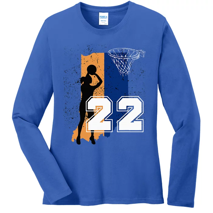 Retro No 22 Woman Basketball Grunge Jersey Ladies Long Sleeve Shirt