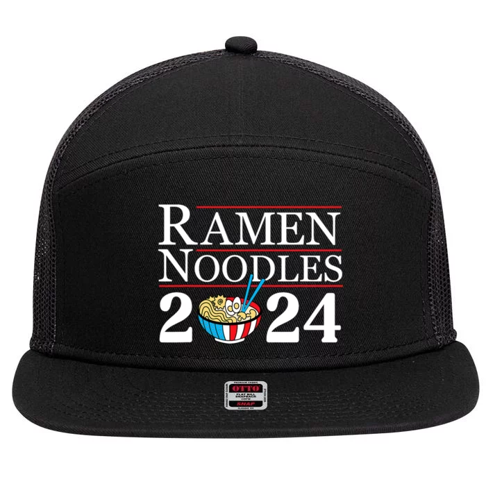 Ramen Noodles 2024 Funny Political Election Sarcastic 7 Panel Mesh Trucker Snapback Hat