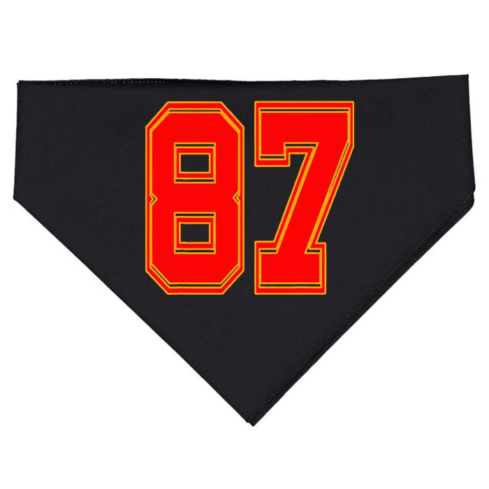 Red Number 87 White Yellow Football Basketball Soccer Fans USA-Made Doggie Bandana