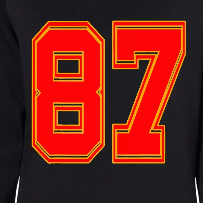 Red Number 87 White Yellow Football Basketball Soccer Fans Womens California Wash Sweatshirt