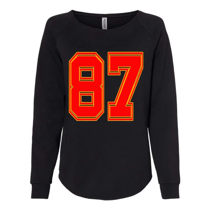 Red Number 87 White Yellow Football Basketball Soccer Fans Womens California Wash Sweatshirt