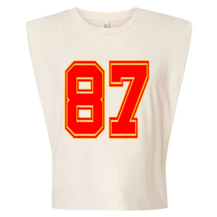 Red Number 87 White Yellow Football Basketball Soccer Fans Garment-Dyed Women's Muscle Tee