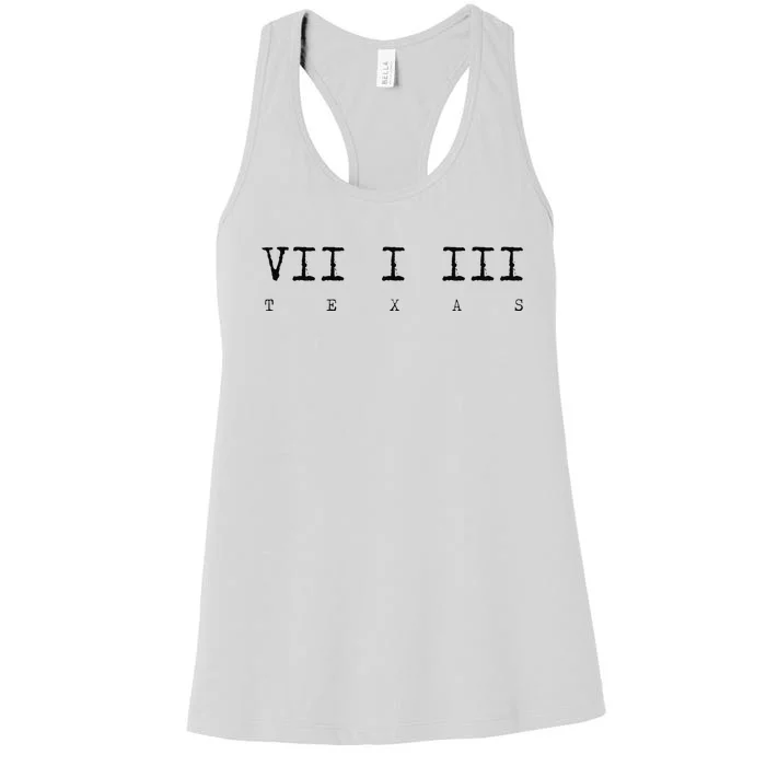 Roman Numeral Area Code 713 Texas Gift Women's Racerback Tank