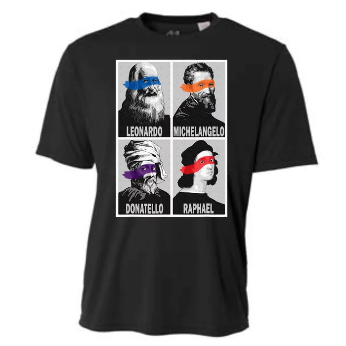 Renaissance Ninja Artists Poster Style Pop Cooling Performance Crew T-Shirt