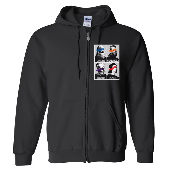 Renaissance Ninja Artists Poster Style Pop Full Zip Hoodie