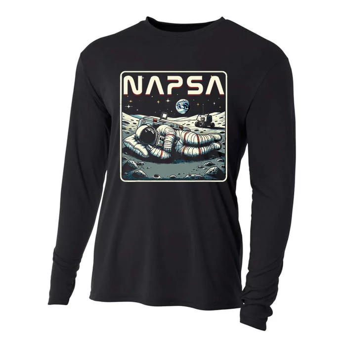 Retro Napsa Astronaut Outer Space Pun Novelty Cooling Performance Long Sleeve Crew