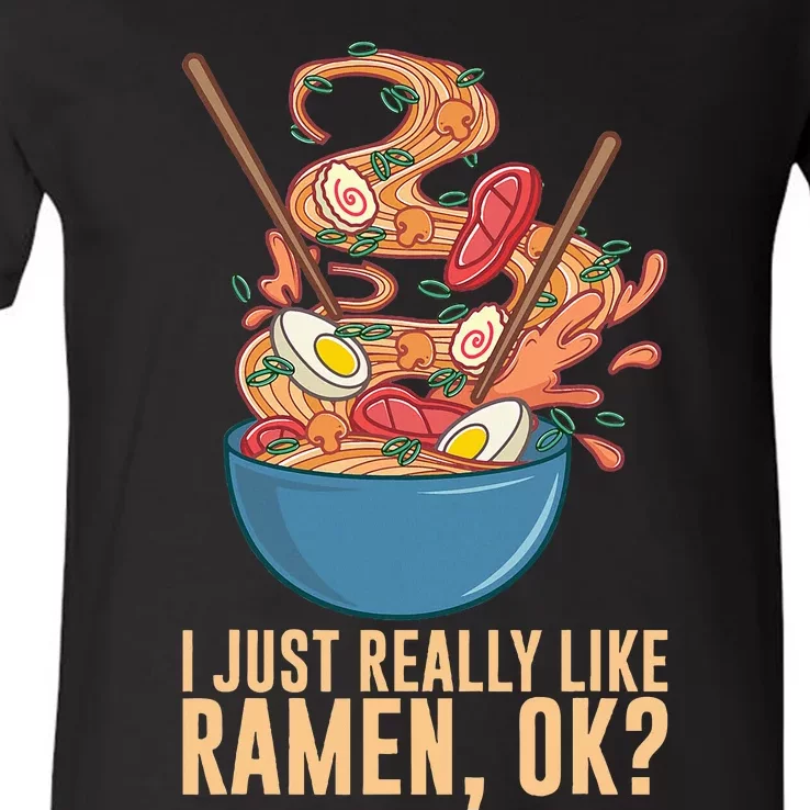 Ramen Noodles Art For Noodle Ramen Lovers V-Neck T-Shirt