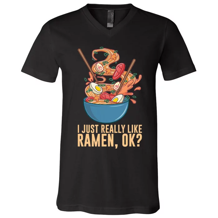 Ramen Noodles Art For Noodle Ramen Lovers V-Neck T-Shirt