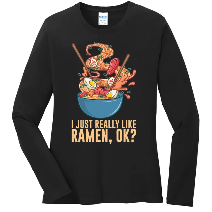 Ramen Noodles Art For Noodle Ramen Lovers Ladies Long Sleeve Shirt