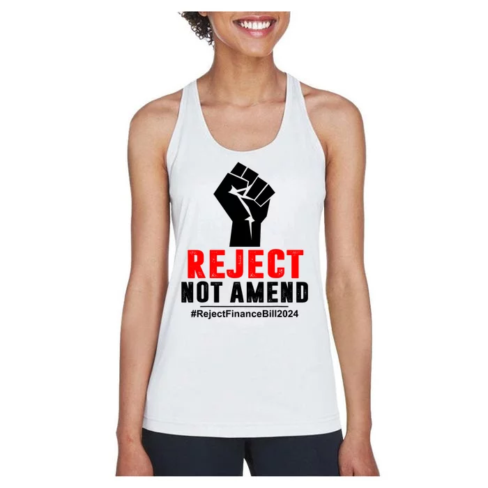 Reject Not Amend Reject Finance Bill 2024 Women's Racerback Tank