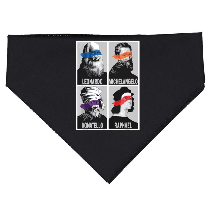 Renaissance Ninja Artists Poster Style Pop Art USA-Made Doggie Bandana