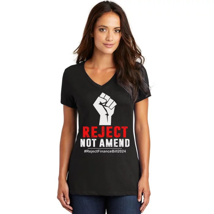 Reject Not Amend Reject Finance Bill 2024 Women's V-Neck T-Shirt