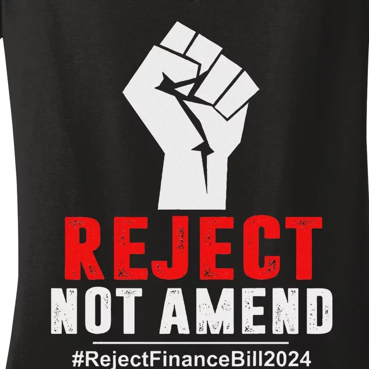 Reject Not Amend Reject Finance Bill 2024 Women's V-Neck T-Shirt