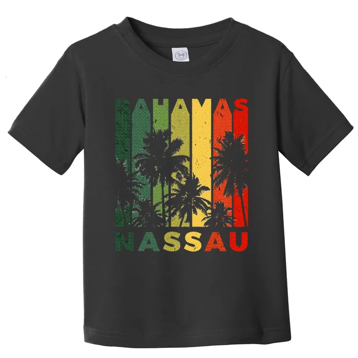 Retro Nassau Bahamas Beach Fan Palm Tree Cool Souvenir Toddler T-Shirt