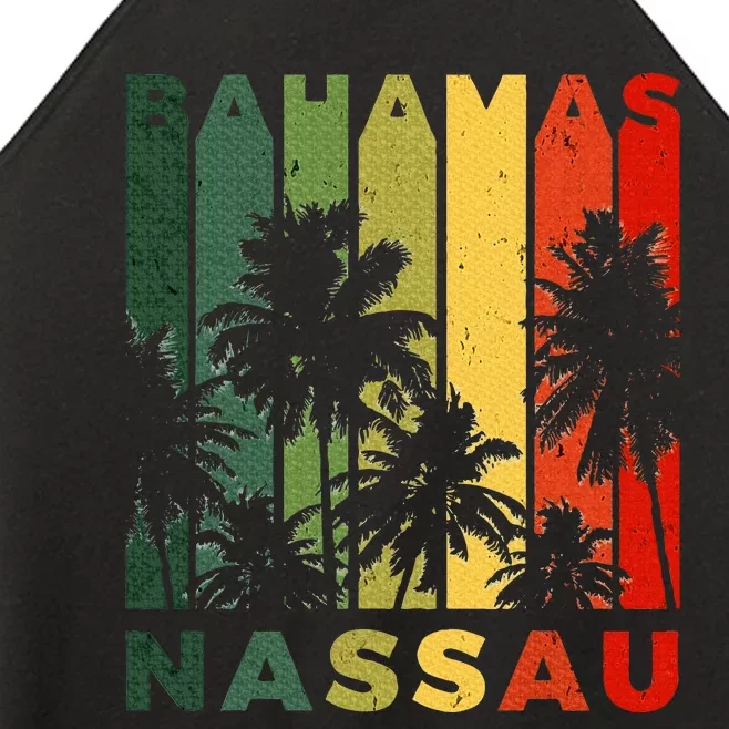 Retro Nassau Bahamas Beach Fan Palm Tree Cool Souvenir Women’s Perfect Tri Rocker Tank