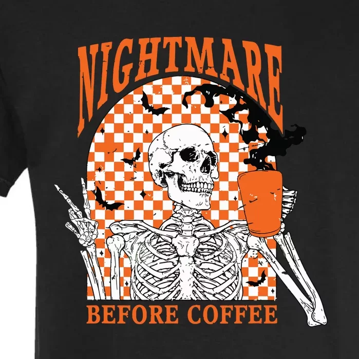 Retro Nightmare Before Coffee Skeleton Skull Halloween Garment-Dyed Heavyweight T-Shirt