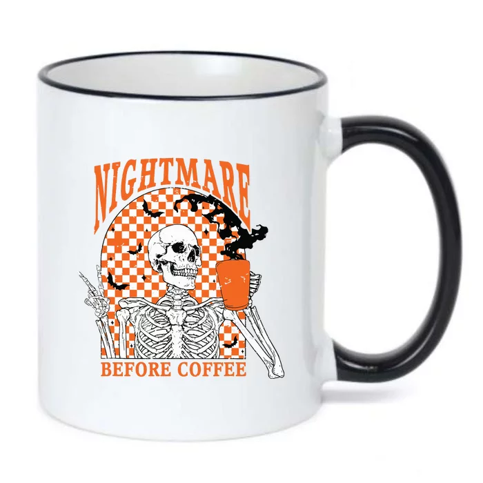 Retro Nightmare Before Coffee Skeleton Skull Halloween Black Color Changing Mug