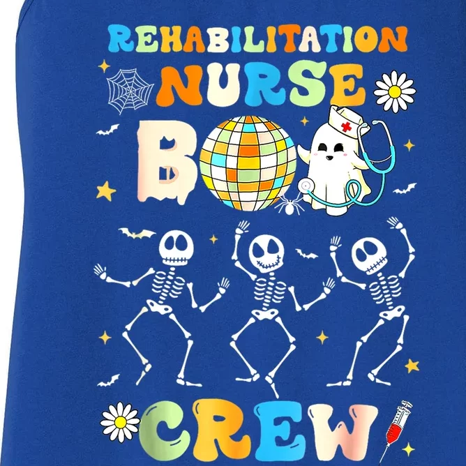 Rehabilitation Nurse Boo Crew Halloween Skeleton Dancing Gift Women's Racerback Tank