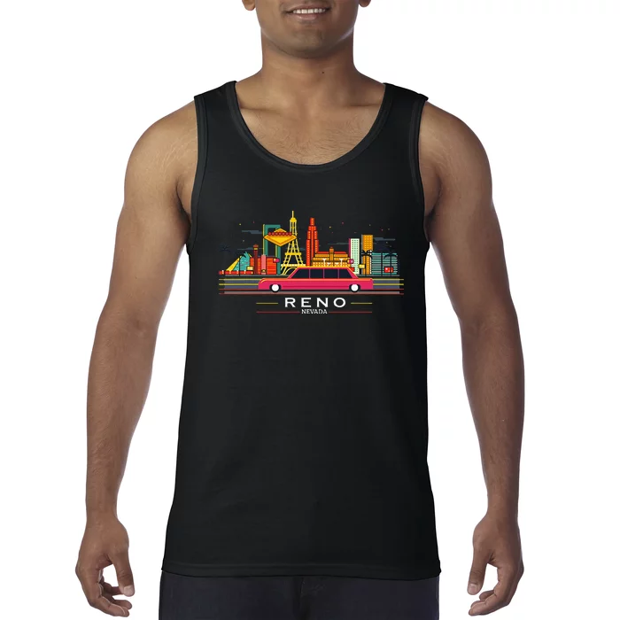 Reno Nevada Cityscape Souvenir Vintage Tank Top