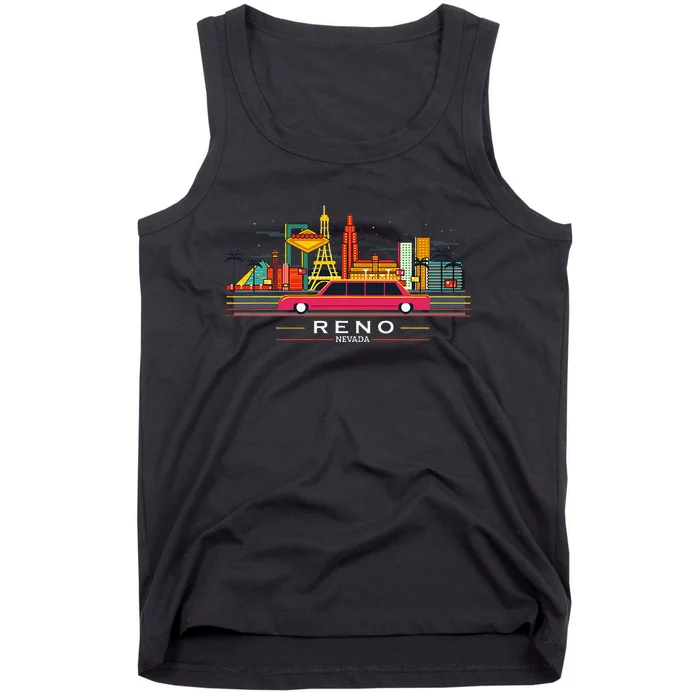 Reno Nevada Cityscape Souvenir Vintage Tank Top