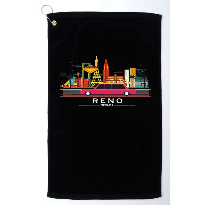 Reno Nevada Cityscape Souvenir Vintage Platinum Collection Golf Towel