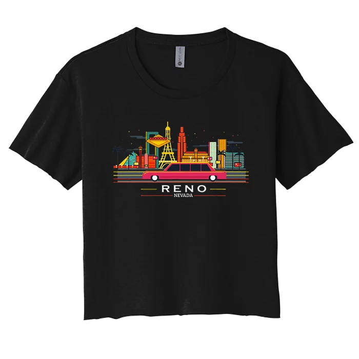 Reno Nevada Cityscape Souvenir Vintage Women's Crop Top Tee