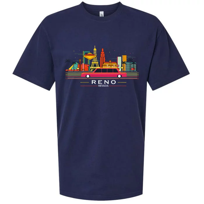 Reno Nevada Cityscape Souvenir Vintage Sueded Cloud Jersey T-Shirt